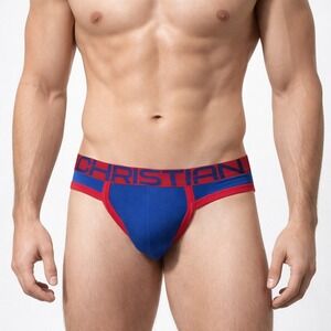 Andrew Christian Small (28-31) CoolFlex Frame Jockstrap Navy Red Show-It 93026